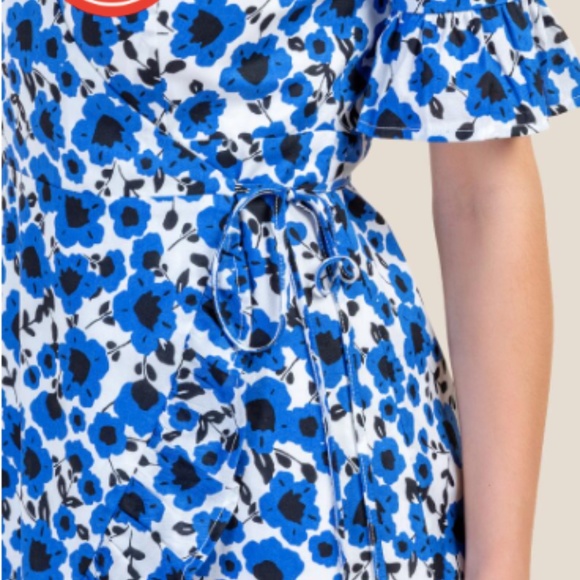 Francesca's Blue Floral Wrap Dress - Picture 3 of 5